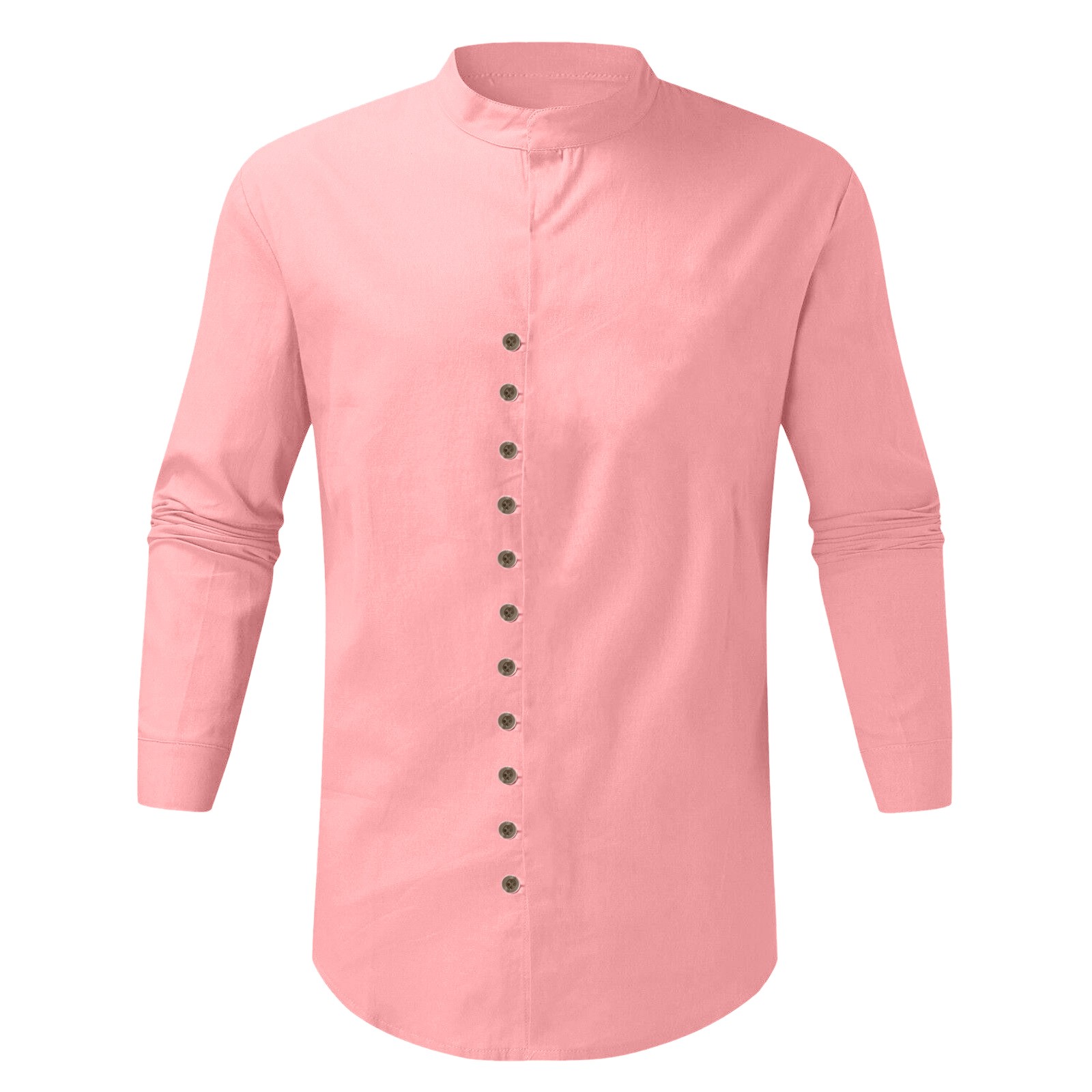 thumbnail image 4 of Camisa retro de algodón y lino de manga larga con botones para hombre: prenda informal para vacaciones en la playa, corte holgado, para todas las estaciones., 4 of 4